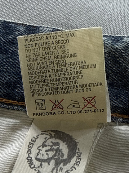 Diesel 737 Bermuda Shorts L Blue 100% Cotton Loose Distressed