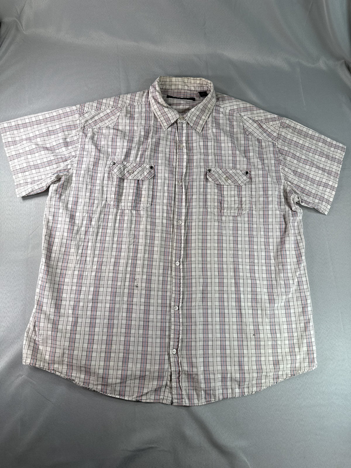 SEAN JOHN Plaid Short Sleeve Button Up Shirt Mens 4XB Multicolored 100% Cotton