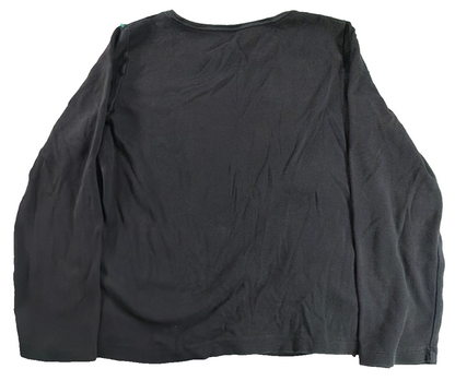 Charter Club Womens Large Black Pima Cotton Long Sleeve Crew Neck Tee Shirt Top