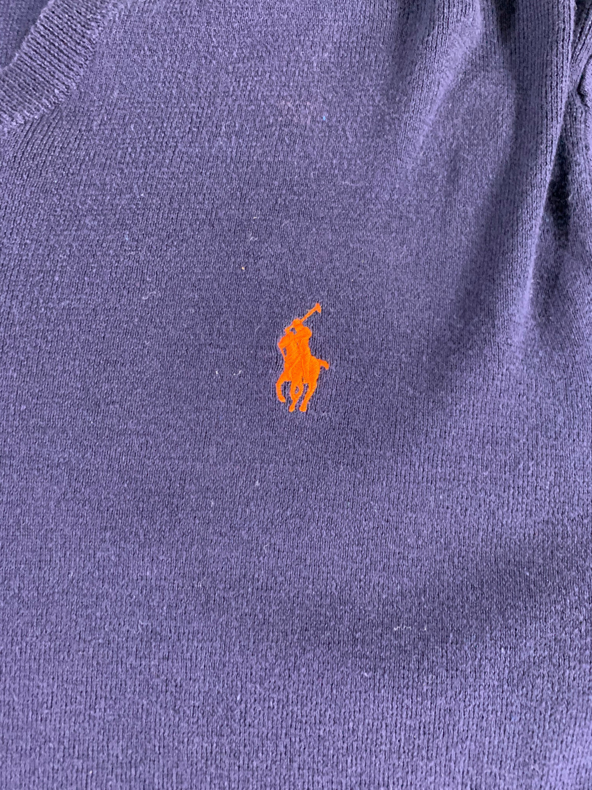 Polo Ralph Lauren V Neck Sweater L Navy Blue Pima Cotton Pullover Pony Logo 133