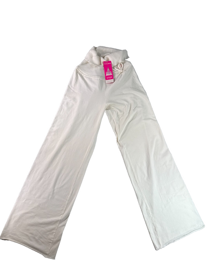 Sweaty Betty Yoga Pants Womens M White Wide Leg Roll Down Stretch Lounge Pants