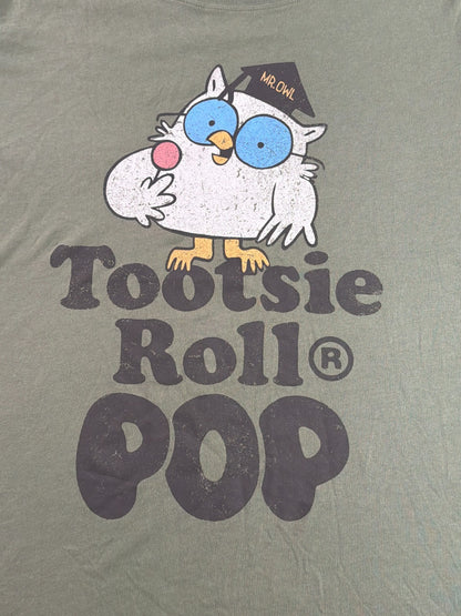 Tootsie Roll Pop Womens XL Green Mr Owl How Many Licks Candy Retro Graphic Tee