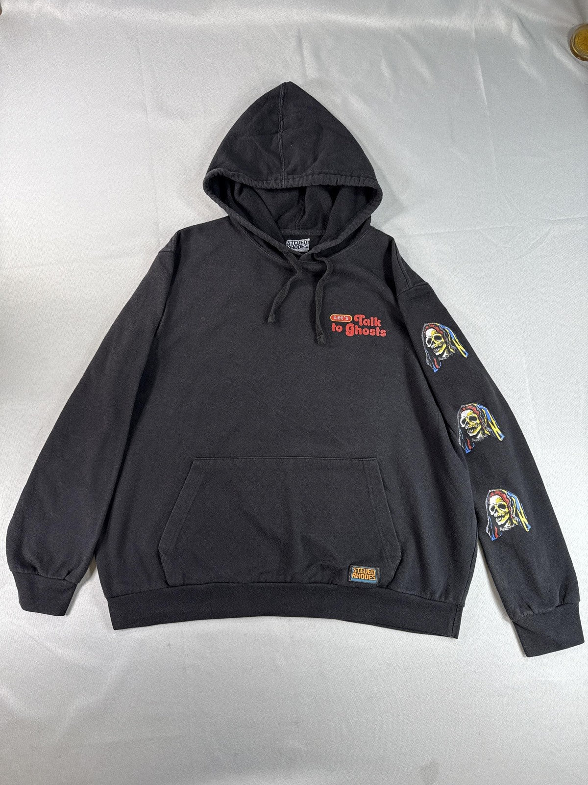 Steven Rhodes Let's Talk Skull Horror Hoodie XL Black Pullover Graphic Long