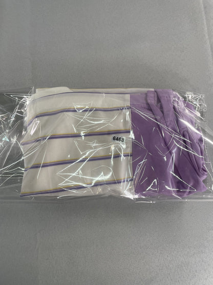 Monterey Club Polo Shirt Mens XL White Purple Striped Golf Palm Strikers CC Logo