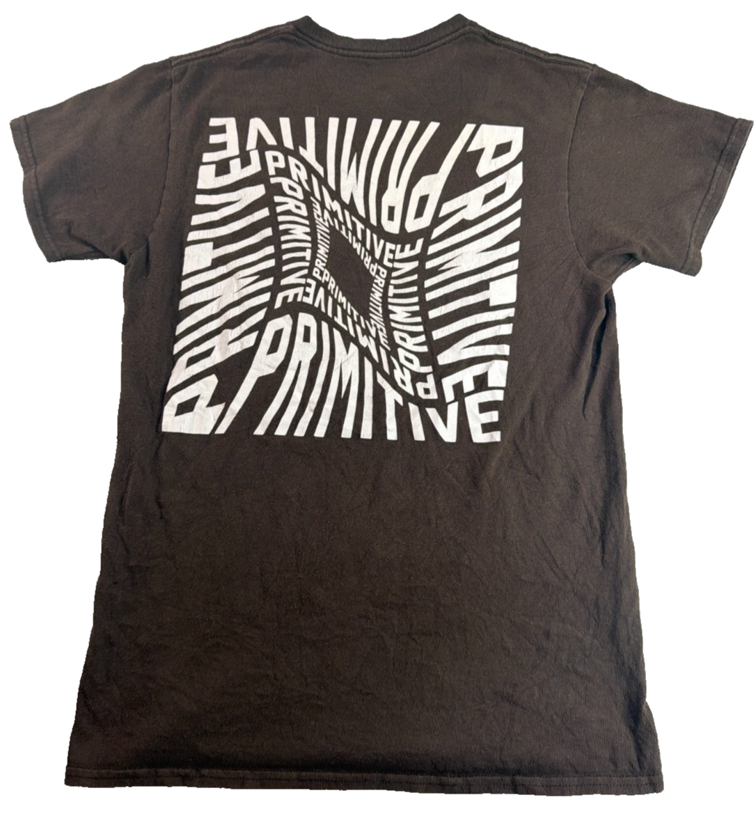 Primitive Skate T Shirt Brown Logo Graphic Mens Small Streetwear Cotton Tee