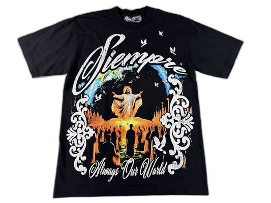 Jesus Siempre Black Graphic Tee Religious Art Siempre Global Mens Shirt