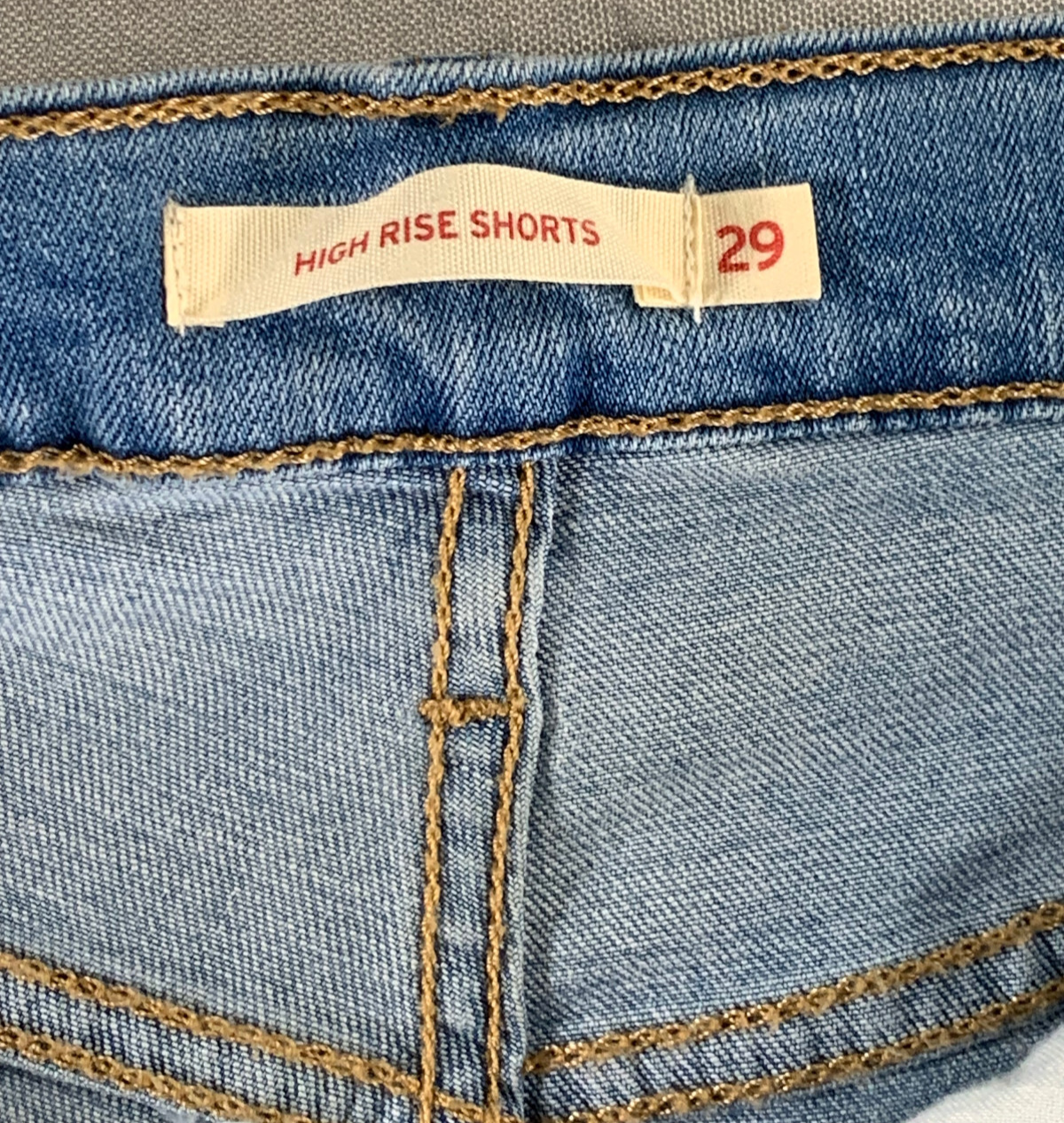 Levi’s 514 High Rise Distressed Jean Shorts W29 Raw Hem Button Fly Cutoff Blue
