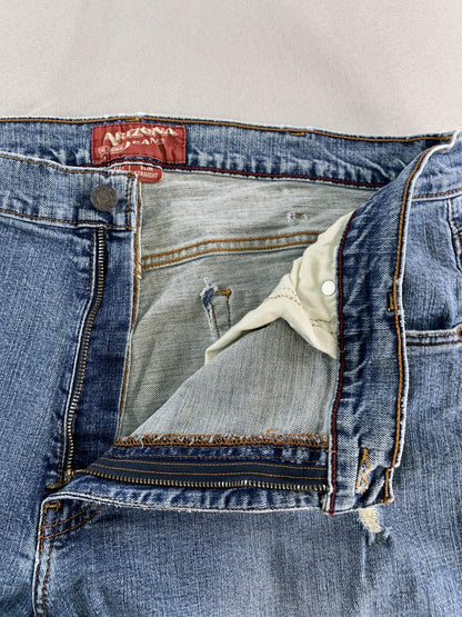 Arizona Jeans Mens 38x30 Slim Straight Flex Denim Comfort Classic Distressed