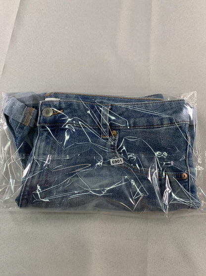 H&M Denim Shorts Womens 18 Blue High Rise Rolled Hem Stretch Casual Jean Summer