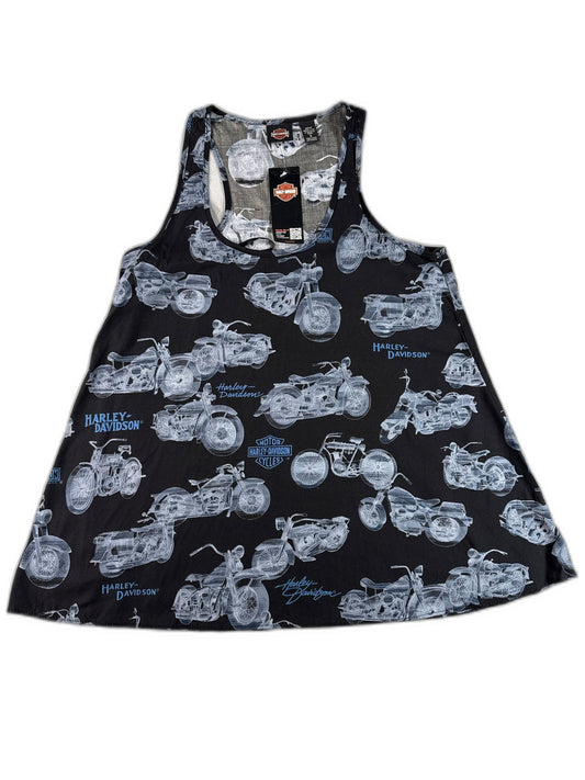 Harley Davidson Tank Top Large Black Cotton Motorcycle Graphic New