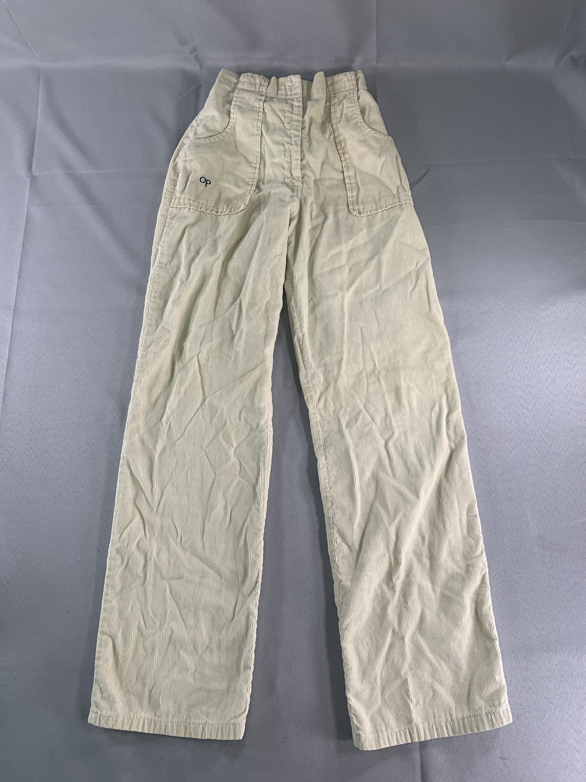Ocean Pacific Pants Youth 7 Beige Corduroy Elastic Waist Zip Fly OP Sunwear Red