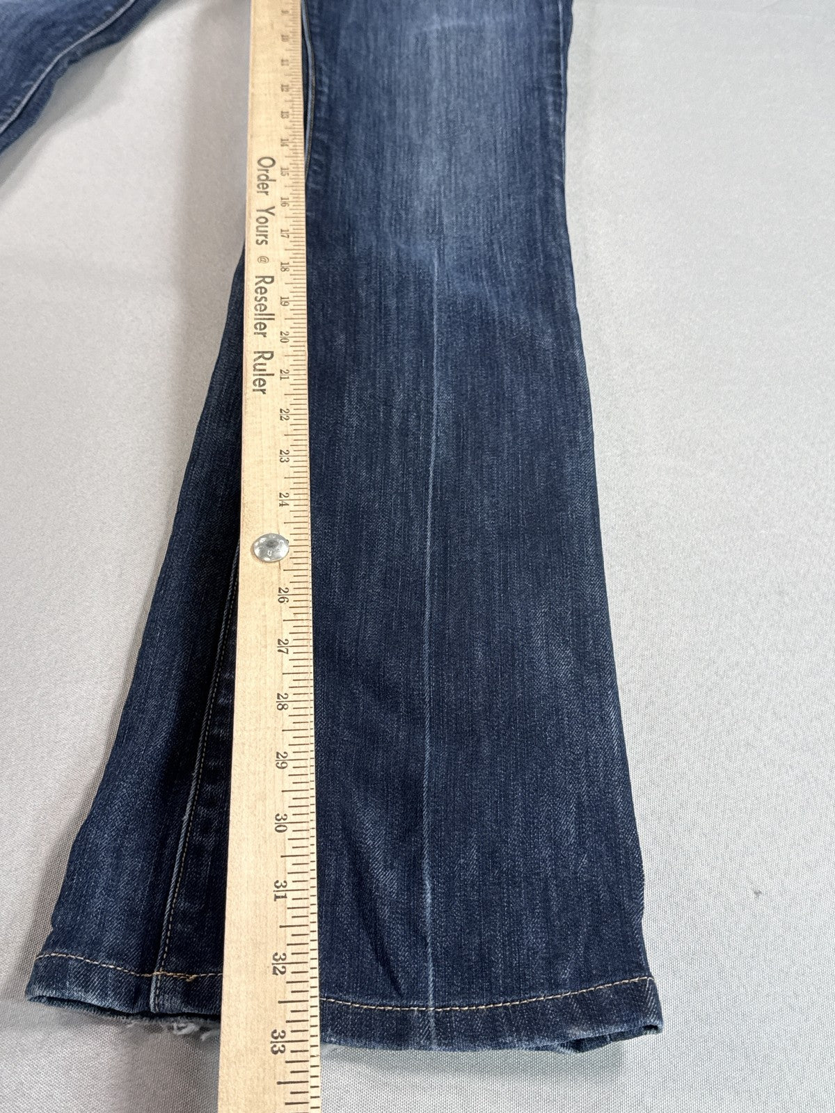 Paige Bootcut Jeans Womens 25 Blue Cotton Polyester Regular Fit Dark Wash Mid
