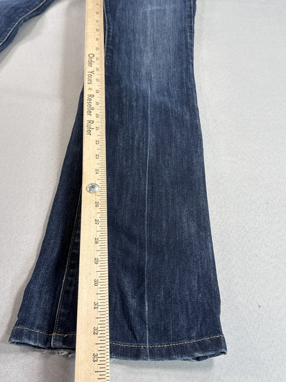 Paige Bootcut Jeans Womens 25 Blue Cotton Polyester Regular Fit Dark Wash Mid