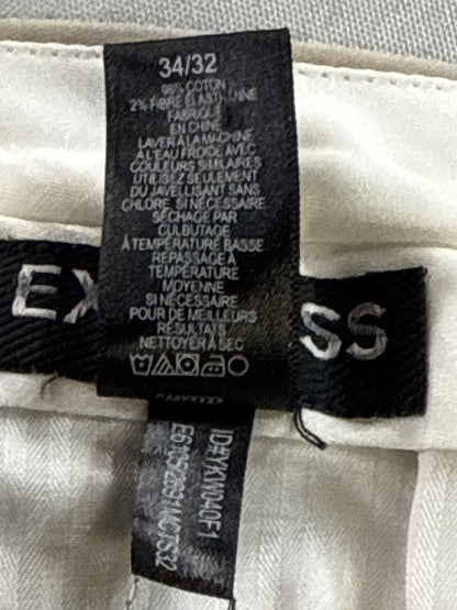 EXPRESS Chino Pants 34 34/32 Beige Cotton Spandex Flat Front Regular Fit Slim