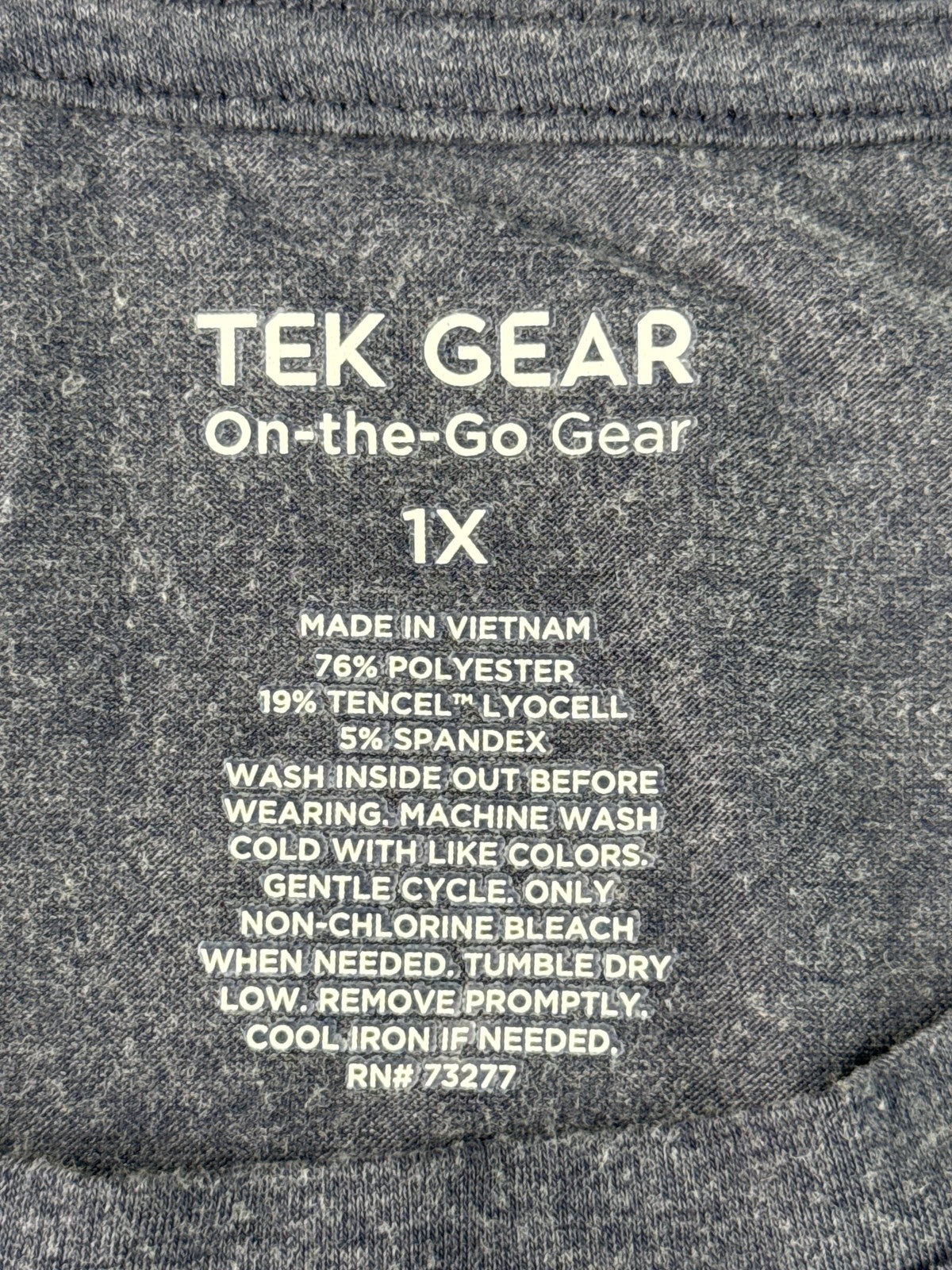 Tek Gear Heather Tee 1X Gray Polyester TENCEL Lyocell Spandex Crewneck Short Dry