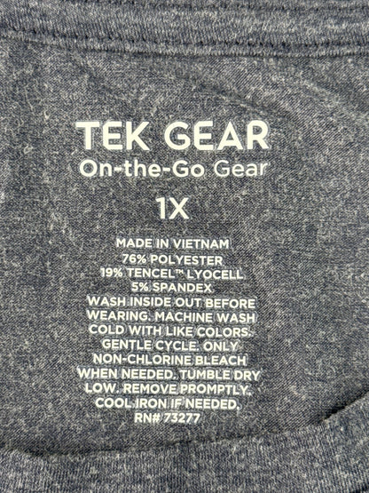 Tek Gear Heather Tee 1X Gray Polyester TENCEL Lyocell Spandex Crewneck Short Dry