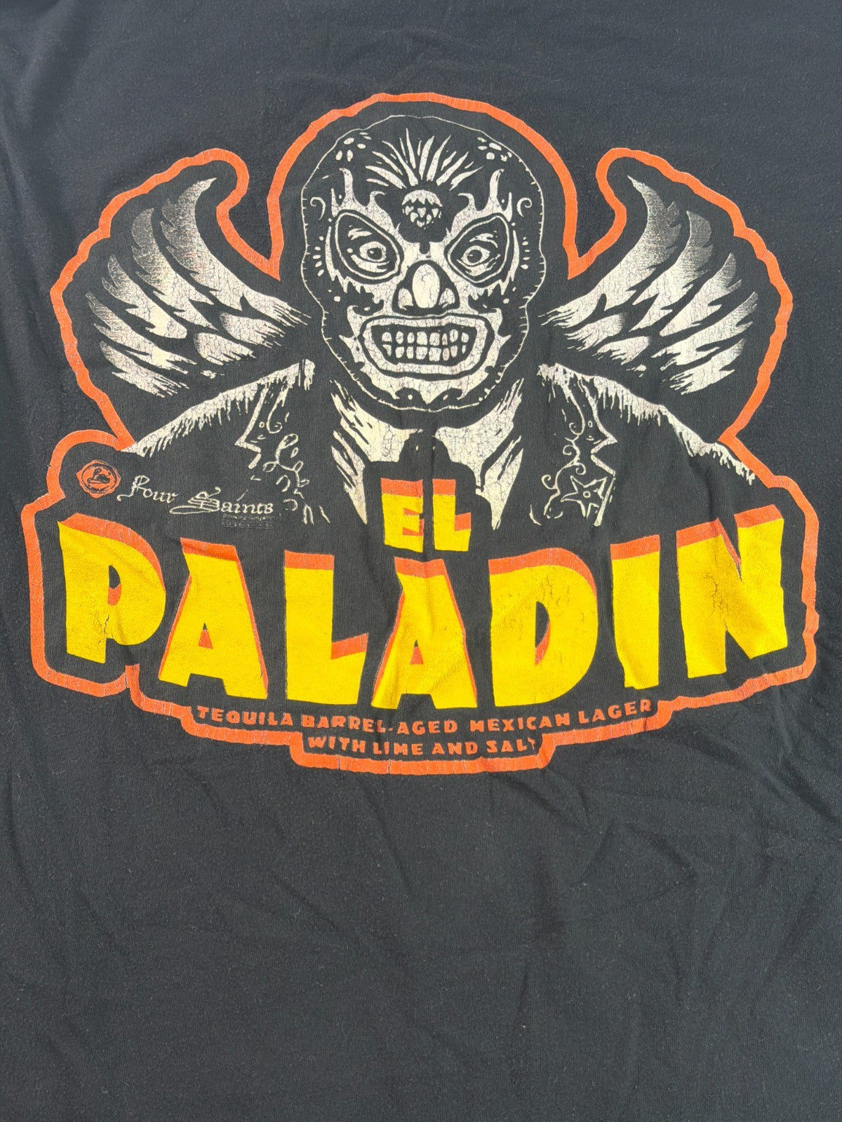 Bella Canvas Four Saints Brewing El Paladin Lucha Skull Long Sleeve Tee Mens L