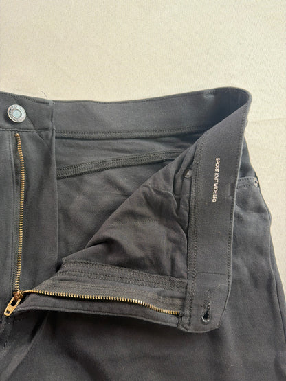 LANDS END Black Sport Knit Elastic Waist Corduroy Wide Leg Pants Womens XL/P NEW