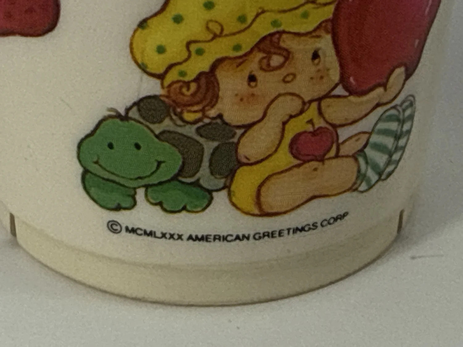 Strawberry Shortcake 1980 Plastic Cup Mug Deka Vintage American Greetings Pink