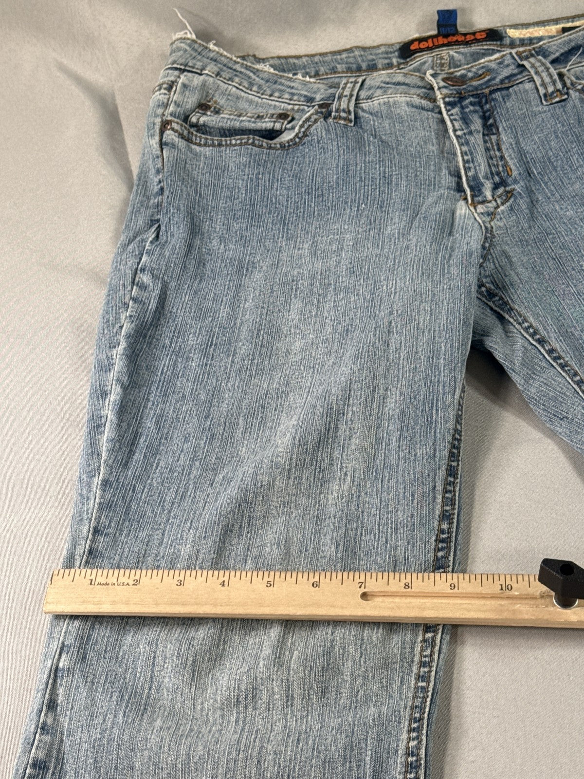 Dollhouse Flare Jeans 11 11/12 Blue Distressed Denim Low Rise Y2K Boho Indie