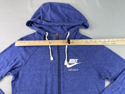 Nike 455 Full Zip Hoodie S Blue Lightweight Regular Fit Long Sleeve