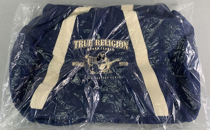 True Religion Brand Jeans Large Navy Duffle Bag Logo O/S New Travel Gym code Red