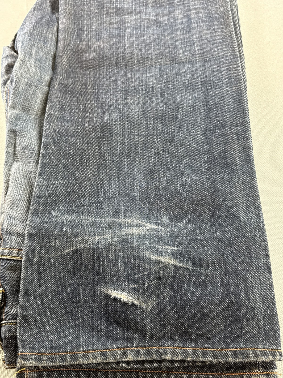 Evisu Straight Leg Jeans Mens 38 Blue 100% Cotton Regular Fit Vintage Grunge