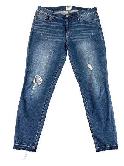 Hudson Jeans Women 32 Blue Distressed Skinny Raw Hem Stretch Ankle Denim