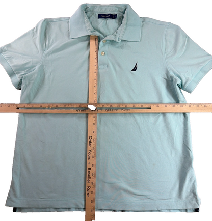 Nautica Performance Deck Shirt Polo Mens Large Mint Green Classic Fit Outdoor