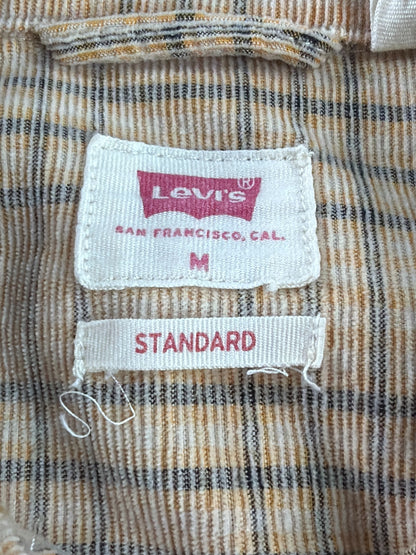 Levi's Classic Western Shirt Men Medium Tan Plaid Pearl Snap Standard Fit Rodeo