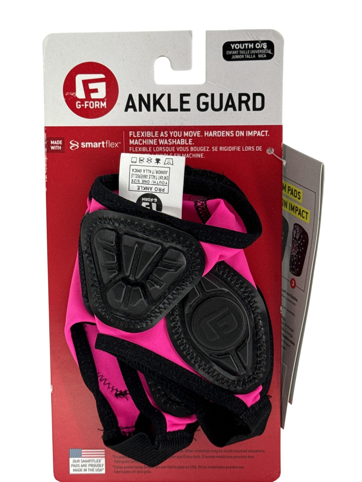 G-Form Youth Pro Ankle Guards Youth One Size Pink Black SmartFlex Cycling Pads