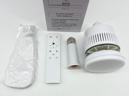 LED Socket Fan Light E26 Remote Control 3 Speed 3 Color Ceiling Fan Bulb Apparel
