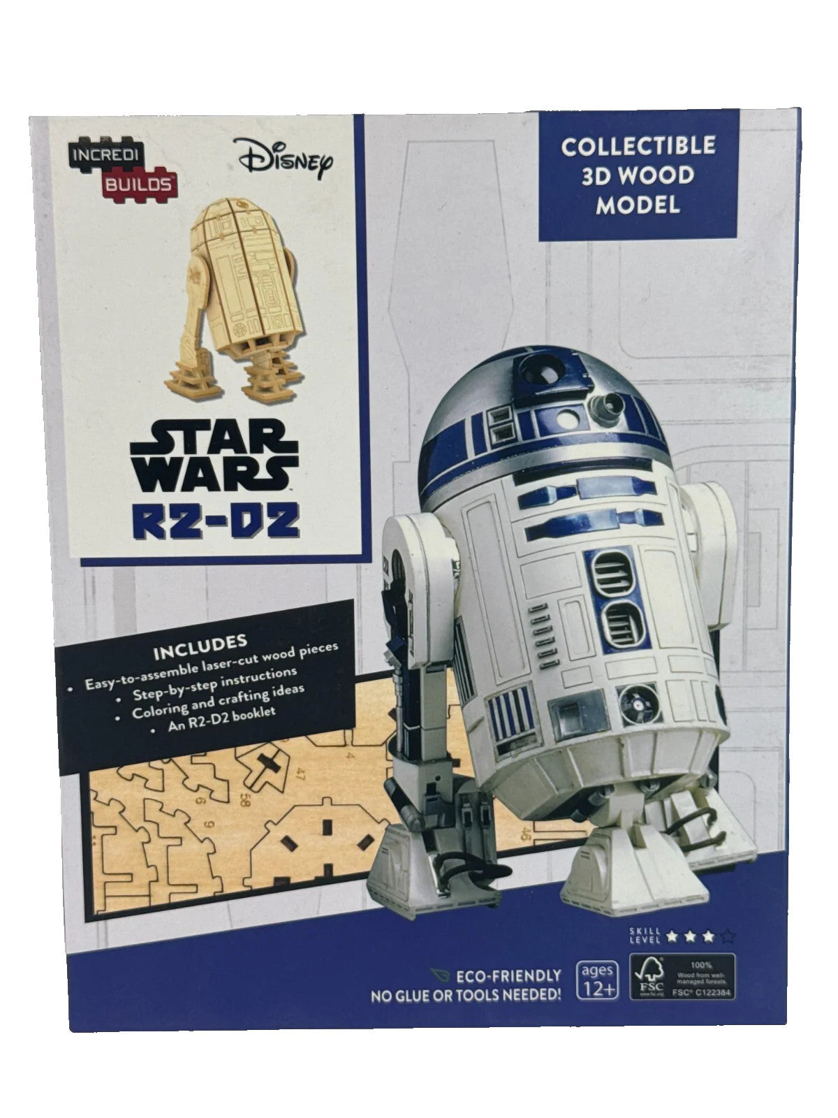 Star Wars R2-D2 3D Wood Model Kit IncrediBuilds Loot Crate Sealed Box DIY Gift