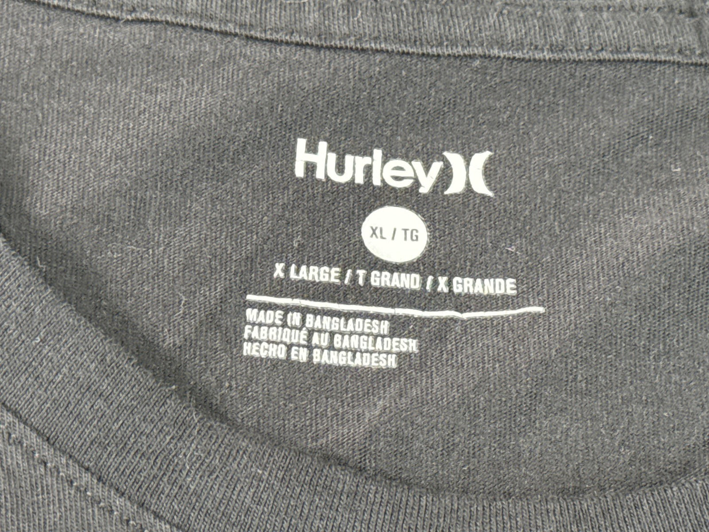 Hurley Graphic Tee XL Black Cotton Crewneck Logo Breathable Lightweight
