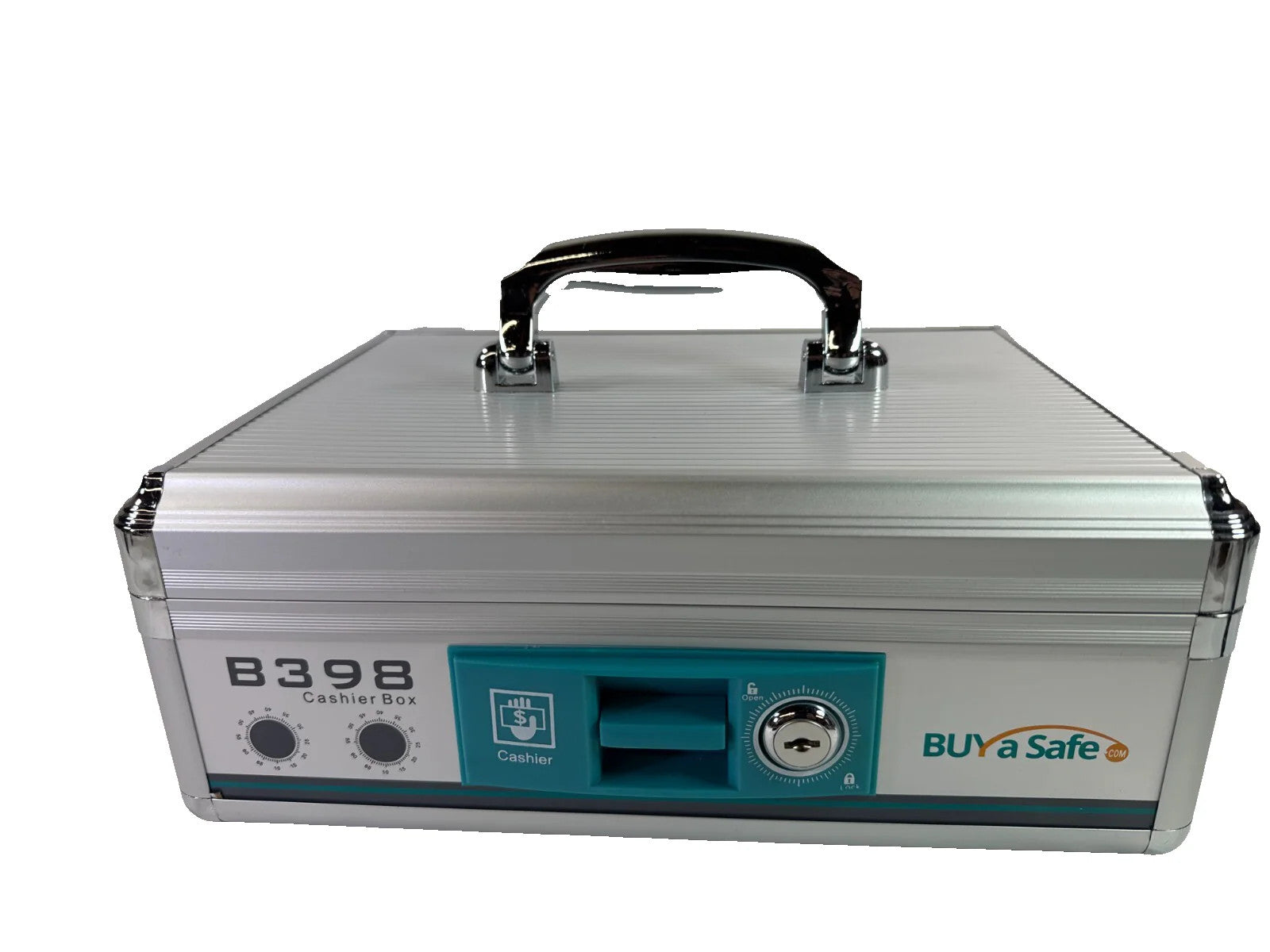 NEW Buy a Safe B398 Aluminum Cashier Box Lockable Cash Drawer NIB w/ Keys 2600