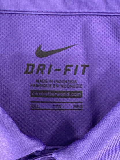 Nike Polo Shirt Mens 2XL Purple Dri-Fit Football Coach Performance Top 100 on
