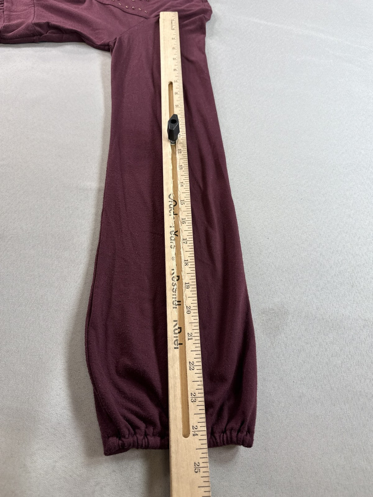 Michael Kors Long Sleeve Scoop Neck Stretch Top Womens M Burgundy Polyester Gold