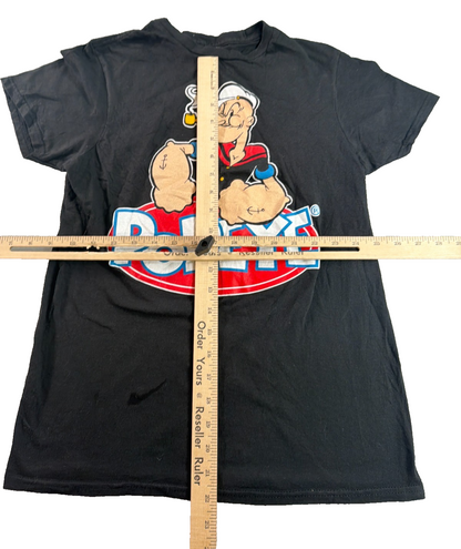 Popeye Sailor Man Graphic T-Shirt Womens Small Black 100% Cotton Licensed 2023