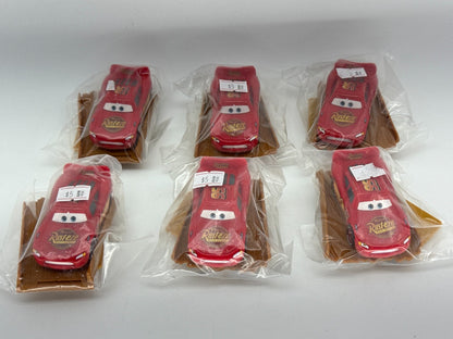 Disney Pixar Cars Lightning McQueen 95 Rusteze Red Toy Car Lot w Base Apparel