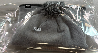North Face Ski Tuke Bear Pom Beanie Reversible Gray Black 1966 Knit Hat OS NWT