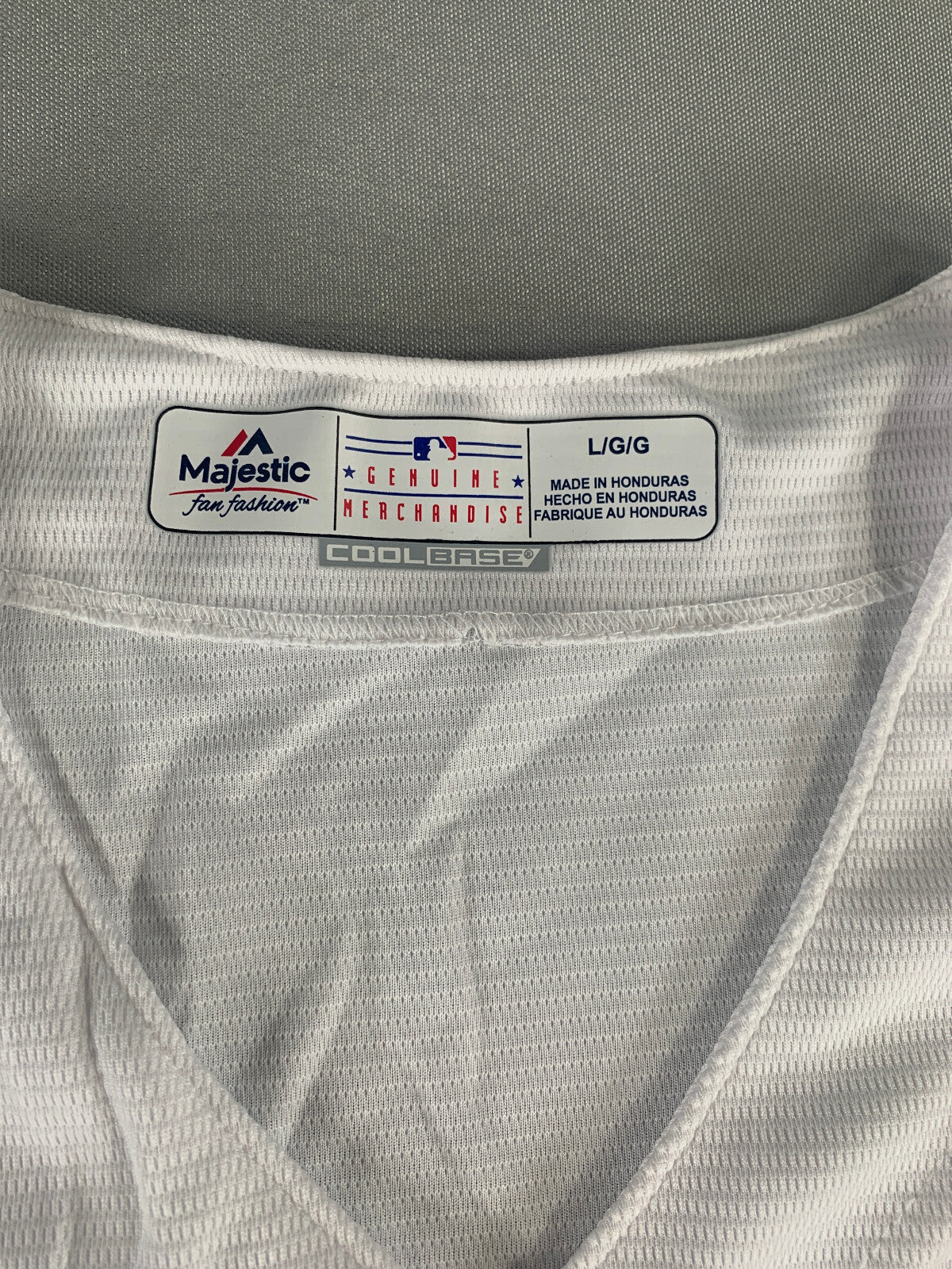 Majestic MLB Royals Cool Base Jersey Womens L White Blue Replica Button Front