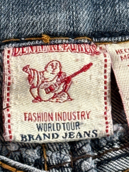 True Religion Girls Denim Shorts Size 11/12 Blue Stretch Cuffed Jean Shorts