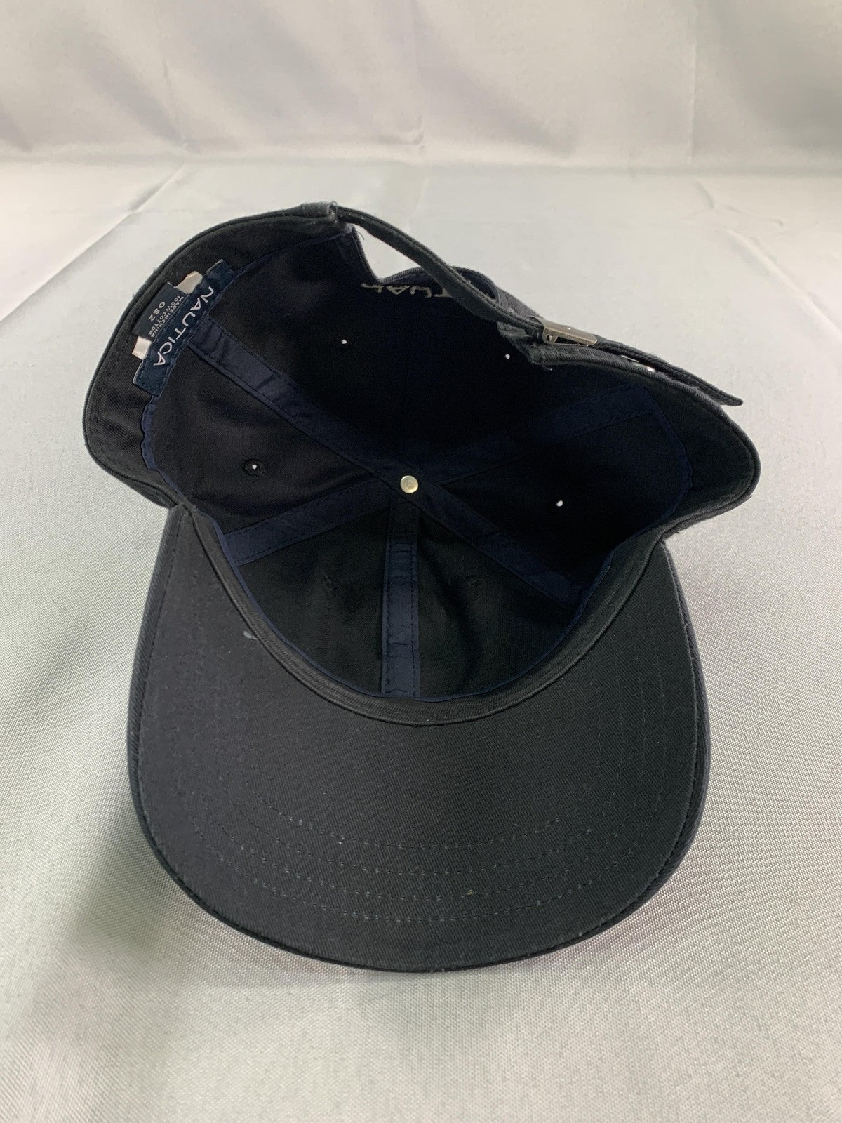 Nautica Hat Cap Strap Back Mens One Size Black Embroidered Sail Nautical Cotton
