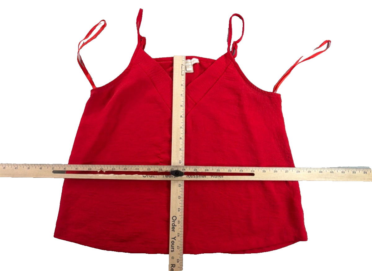 Monteau Los Angeles Red Double Strap Cami Tank Top Women Large V Neck Flowy