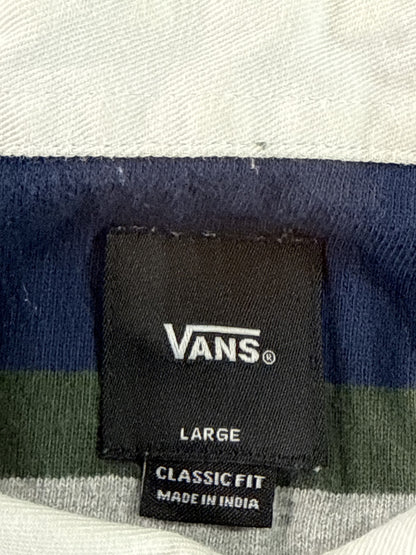 Vans Polo Shirt Mens Large Multicolor Striped Long Sleeve Collared Cotton Preppy