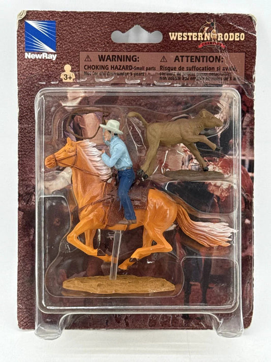 NewRay Western Rodeo Cowboy Horse Calf Roping Action Figure Playset Toy Vintage