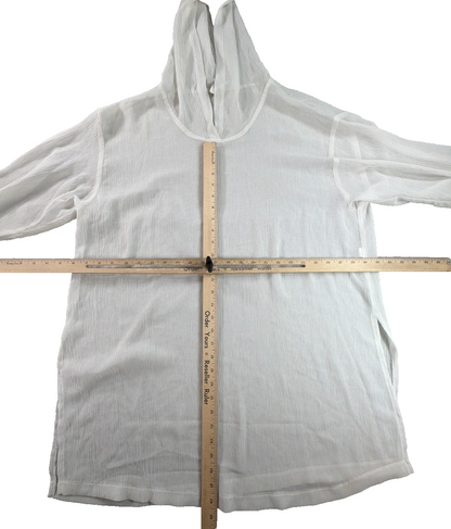 Calvin Klein Swimwear Cover Up Women Medium White Crinkle Hooded NWT Neiman Marc