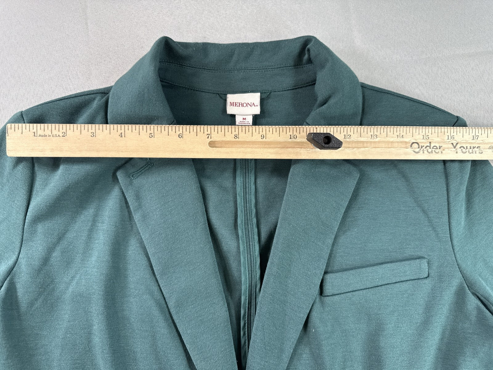 Merona Tailored Blazer M Teal Polyester Fit Notch Lapel Long Sleeve Single Solid