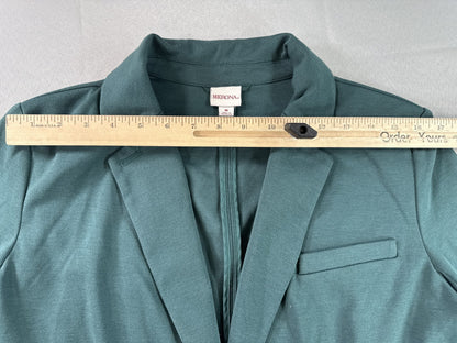 Merona Tailored Blazer M Teal Polyester Fit Notch Lapel Long Sleeve Single Solid