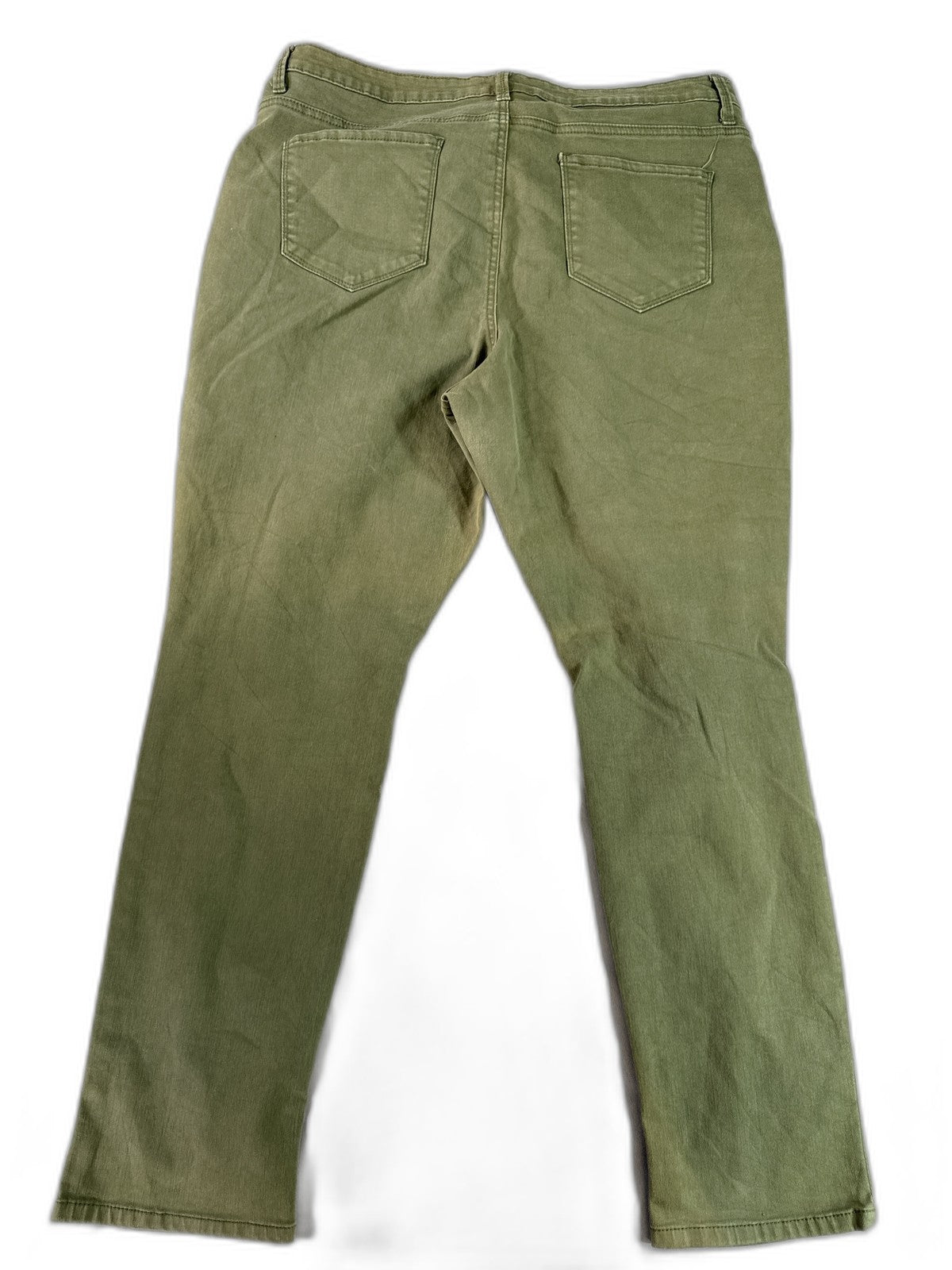 TIME TRU Cargo Pants Womens 18 Olive Green Cotton Relaxed Fit Distressed Ripped